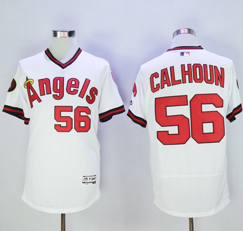 Angels of Anaheim #56 Kole Calhoun White Flexbase Authentic Collection Cooperstown Stitched MLB Jersey